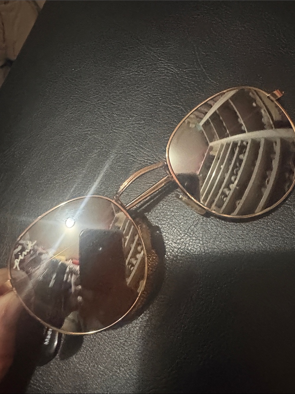 PINK Victoria's Secret Rose Gold Round Mirrored Sunglasses